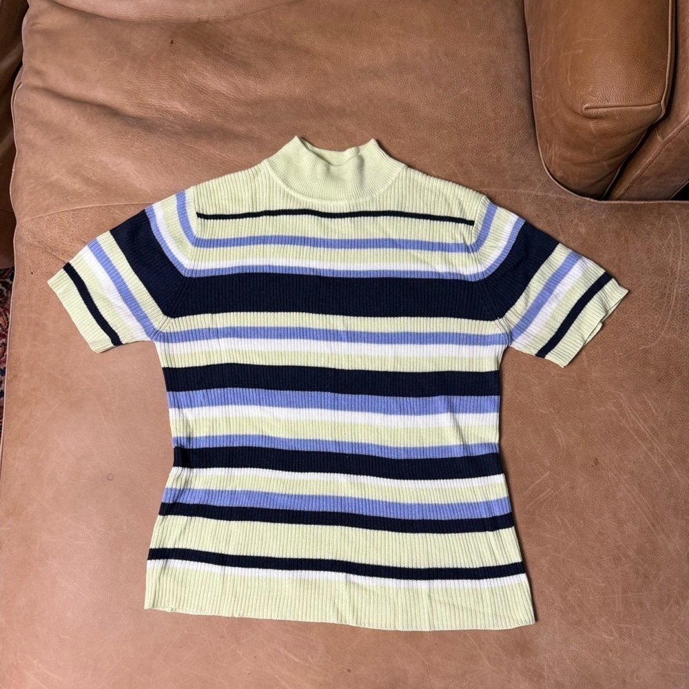 Croft & Barrow Striped Mock Neck Sweater Lightweight Women’s Size Medium
